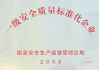 2008年我公司獲“一級(jí)質(zhì)量標(biāo)準(zhǔn)化企業(yè)”稱(chēng)號(hào)